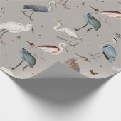 Wasserfarbe Heron Bird Egret Nattern Muster Geschenkpapier (Ecke)