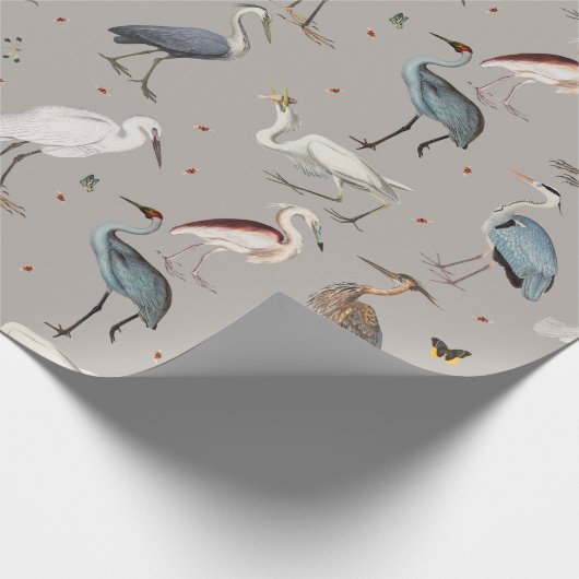 Wasserfarbe Heron Bird Egret Nattern Muster Geschenkpapier (Ecke)