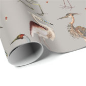 Wasserfarbe Heron Bird Egret Nattern Muster Geschenkpapier (Rolleneckpunkt)