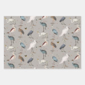 Wasserfarbe Heron Bird Egret Nattern Muster Geschenkpapier Set (Vorderseite 3)