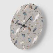 Wasserfarbe Heron Bird Egret Nattern Muster Große Wanduhr (Winkel)