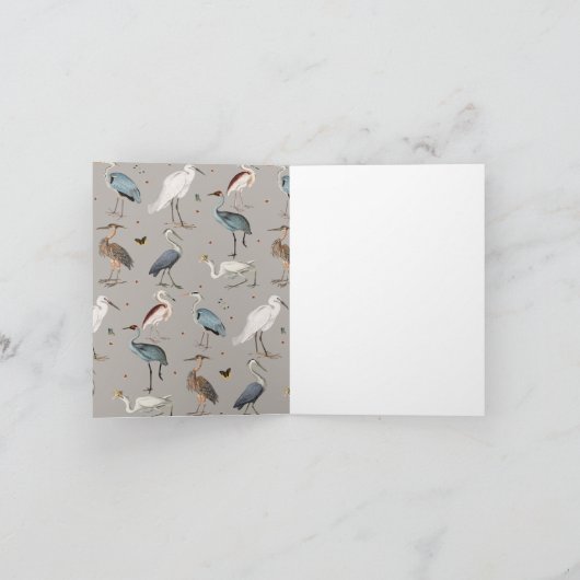 Wasserfarbe Heron Bird Egret Nattern Muster Karte (Innenseite)