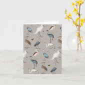 Wasserfarbe Heron Bird Egret Nattern Muster Karte (Gelbe Blume)