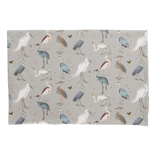 Wasserfarbe Heron Bird Egret Nattern Muster Kissenbezug (Vorderseite-Links)