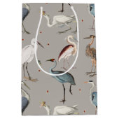 Wasserfarbe Heron Bird Egret Nattern Muster Mittlere Geschenktüte (Vorderseite)