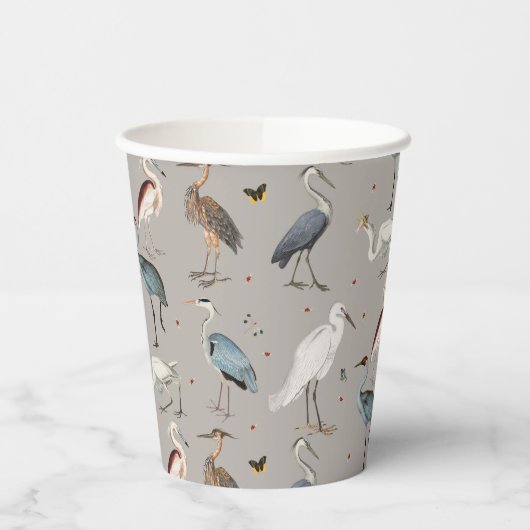 Wasserfarbe Heron Bird Egret Nattern Muster Pappbecher (Links)