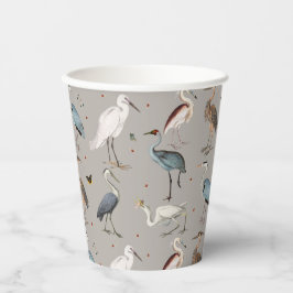 Wasserfarbe Heron Bird Egret Nattern Muster Pappbecher