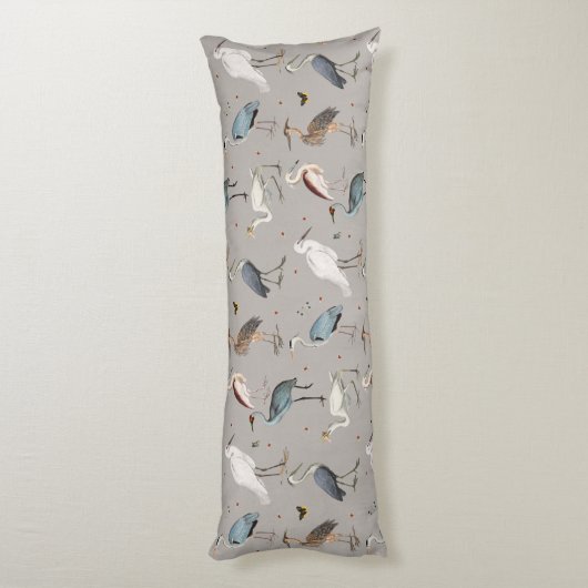 Wasserfarbe Heron Bird Egret Nattern Muster Seitenschläferkissen (Rückseite (Vertikal))