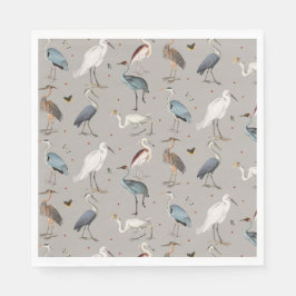 Wasserfarbe Heron Bird Egret Nattern Muster Serviette