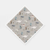 Wasserfarbe Heron Bird Egret Nattern Muster Serviette (Ecke)