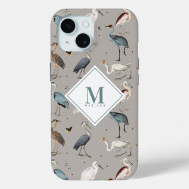 Wasserfarbe Heron Bird Egret Natur Mit Monogramm Case-Mate iPhone Hülle