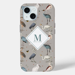 Wasserfarbe Heron Bird Egret Natur Mit Monogramm Case-Mate iPhone Hülle
