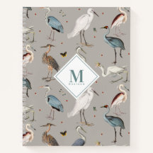 Wasserfarbe Heron Bird Egret Natur Mit Monogramm