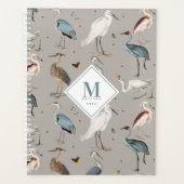 Wasserfarbe Heron Bird Egret Natur Mit Monogramm Planer (Vorderseite)