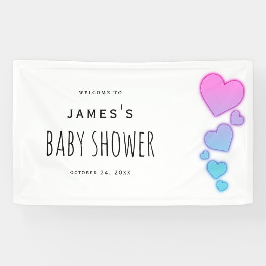 Wasserfarbe Herz Babydusche Schild (Horizontal)