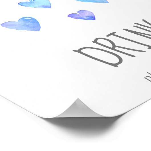 Wasserfarbe Herz Boy Baby Duschgetränke Unterschri Poster (Ecke)