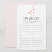 Wasserfarbe Herz Girl Baby Name Race Game (Vorne/Hinten)