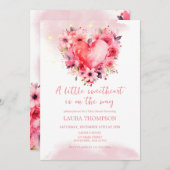 Wasserfarbe Herz Kleine Sweetheart Babydusche Einladung (Vorne/Hinten)