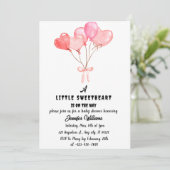Wasserfarbe Herz Kleine Sweetheart Babydusche Einladung (Stehend Vorderseite)