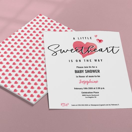 Wasserfarbe Herz Kleine Sweetheart Babydusche Einladung