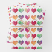 Wasserfarbe Herz Valentins Wrapping Paper Geschenkpapier Set (Beispiel)