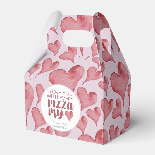 Wasserfarbe Herz Valentinstag Pizza Lover Geschenkschachtel (Vorderseite)