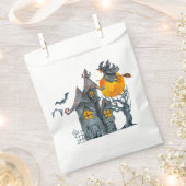 Wasserfarbe Hexe und grilles Haus Halloween Geschenktütchen (Ausgeschnitten)