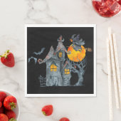 Wasserfarbe Hexe und grilles Haus Halloween Serviette (Beispiel)