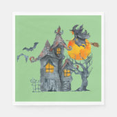 Wasserfarbe Hexe und grilles Nickerchen Halloween Serviette (Vorderseite)