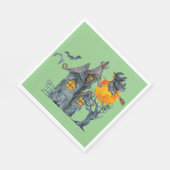 Wasserfarbe Hexe und grilles Nickerchen Halloween Serviette (Ecke)