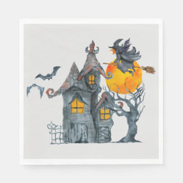 Wasserfarbe Hexe und grilles Nickerchen Halloween Serviette