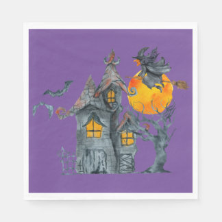 Wasserfarbe Hexe und grilles Nickerchen Halloween Serviette