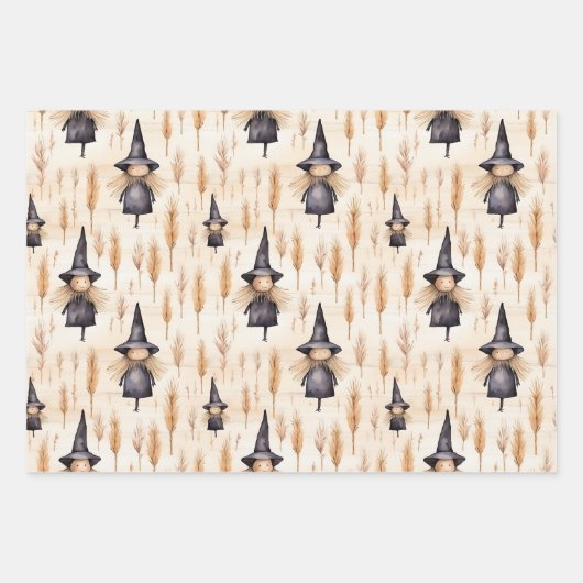 Wasserfarbe, Hexen, Geister Geschenkpapier Set (Vorderseite)