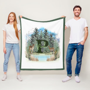 Wasserfarbe Hirsch Personalisierter Monogramm Buch Fleecedecke