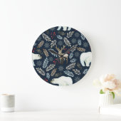 Wasserfarbe Hirschbär Hand gezogen Große Wanduhr (Zuhause)