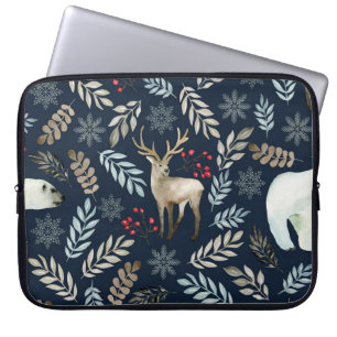 Wasserfarbe Hirschbär Hand gezogen Laptopschutzhülle