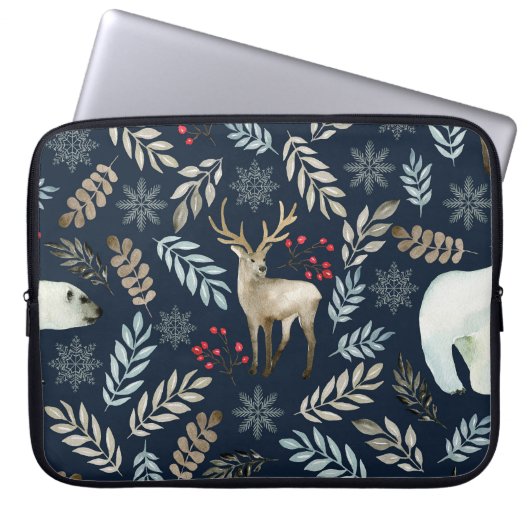 Wasserfarbe Hirschbär Hand gezogen Laptopschutzhülle (Vorderseite)