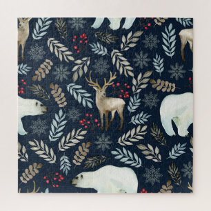 Wasserfarbe Hirschbär Hand gezogen Puzzle
