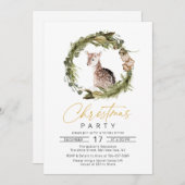 Wasserfarbe Hirsche Kiefer Weihnachten Urlaub Part Einladung (Vorne/Hinten)