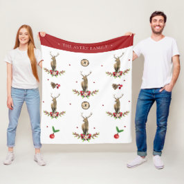 Wasserfarbe Hirsche Weihnachtsbauweise Fleecedecke