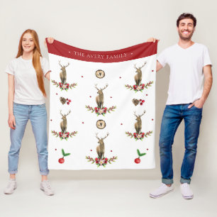 Wasserfarbe Hirsche Weihnachtsbauweise Fleecedecke