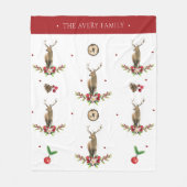 Wasserfarbe Hirsche Weihnachtsbauweise Fleecedecke (Vorderseite)