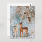 Wasserfarbe Hirsche Weihnachtskarte | festlich Postkarte (Vorne/Hinten)