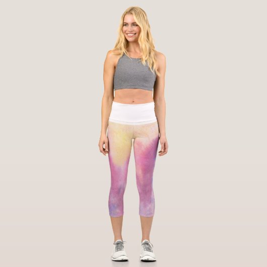 Wasserfarbe Hochwaisted Capris (Vorderseite)