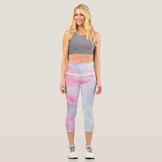 Wasserfarbe Hochwaisted Capris (Vorderseite)
