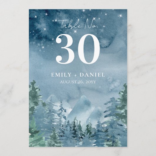 Wasserfarbe Hochzeit Abenddämmerung Tischnummer 12 (Rückseite)