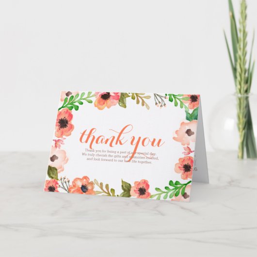 Wasserfarbe Hochzeit Danke Karte (Vorderseite)