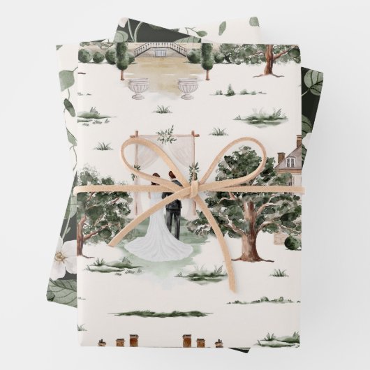 Wasserfarbe Hochzeit Geschenkpapier Set (Beispiel)