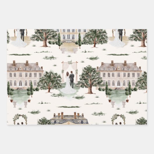 Wasserfarbe Hochzeit Geschenkpapier Set (Vorderseite)