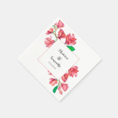 Wasserfarbe Hochzeit Rosa Weiße Magnolia Serviette (Ecke)